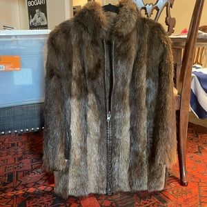 Vintage Marshall Fields Raccoon Fur with leather trim